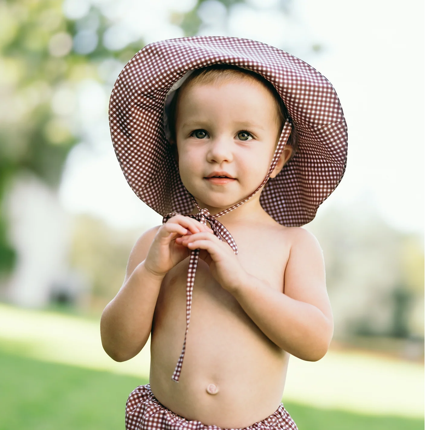 baby cocoa gingham sun hat - Image 3