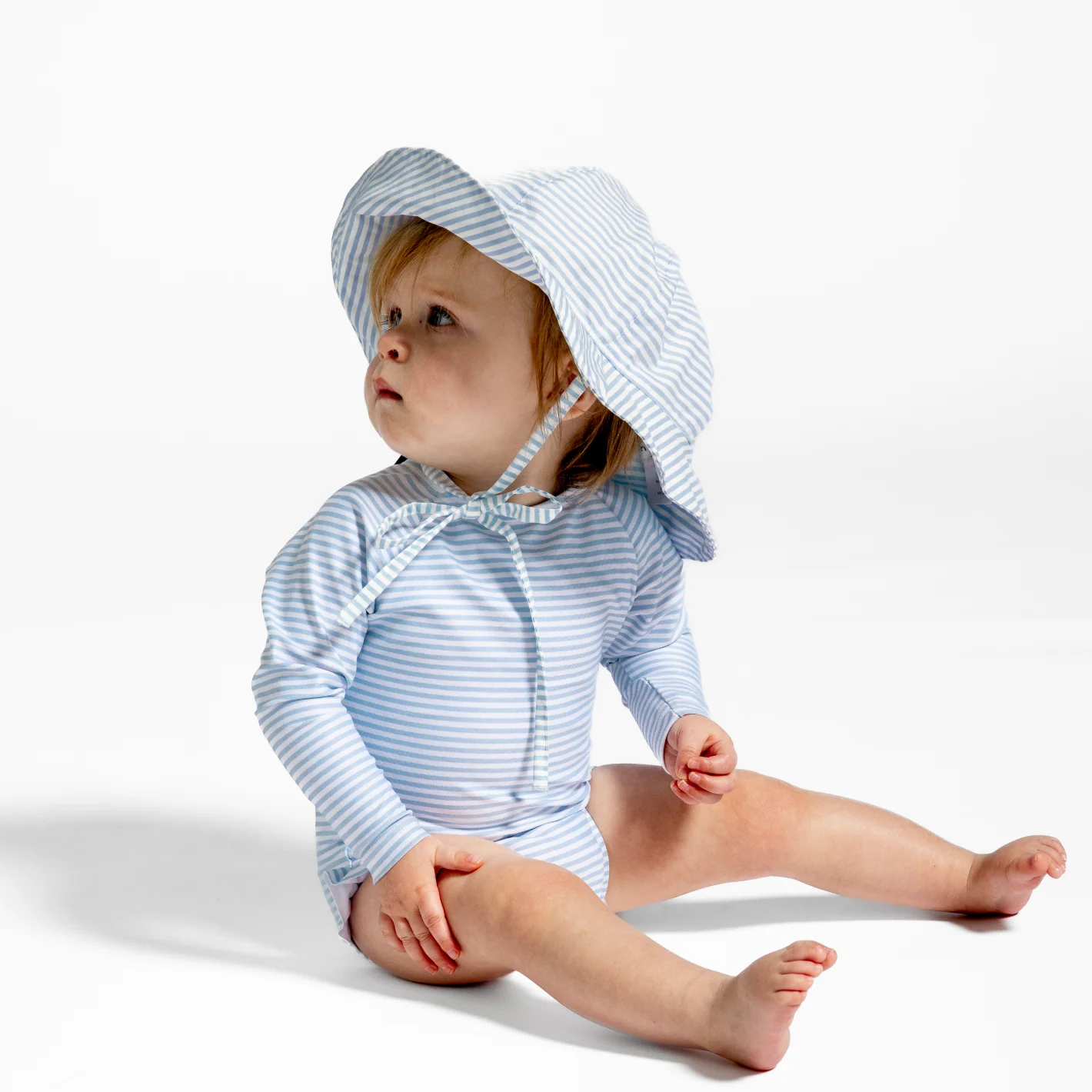 baby powder blue stripe sun hat - Image 5