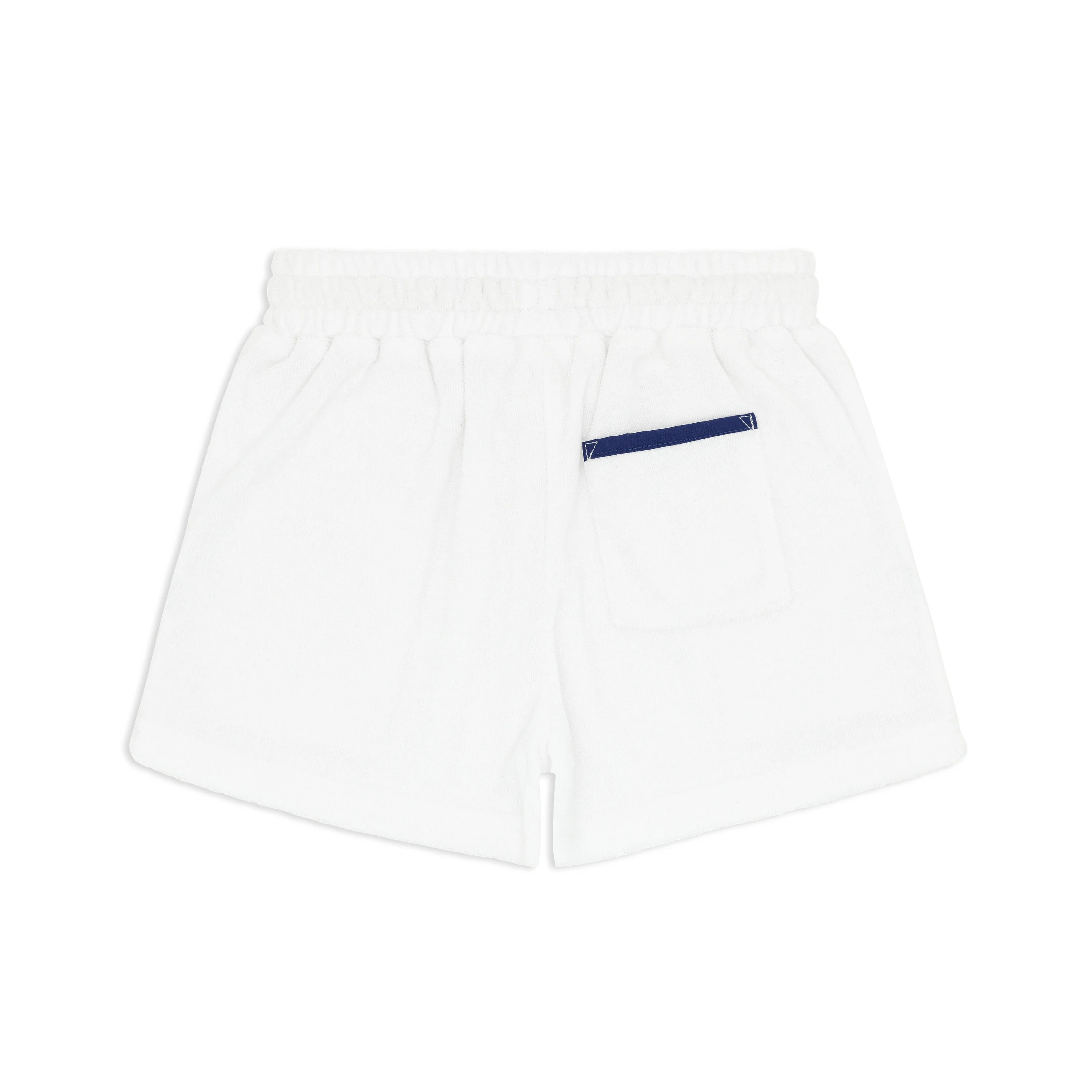 boys white french terry short with navy trim - Image 9