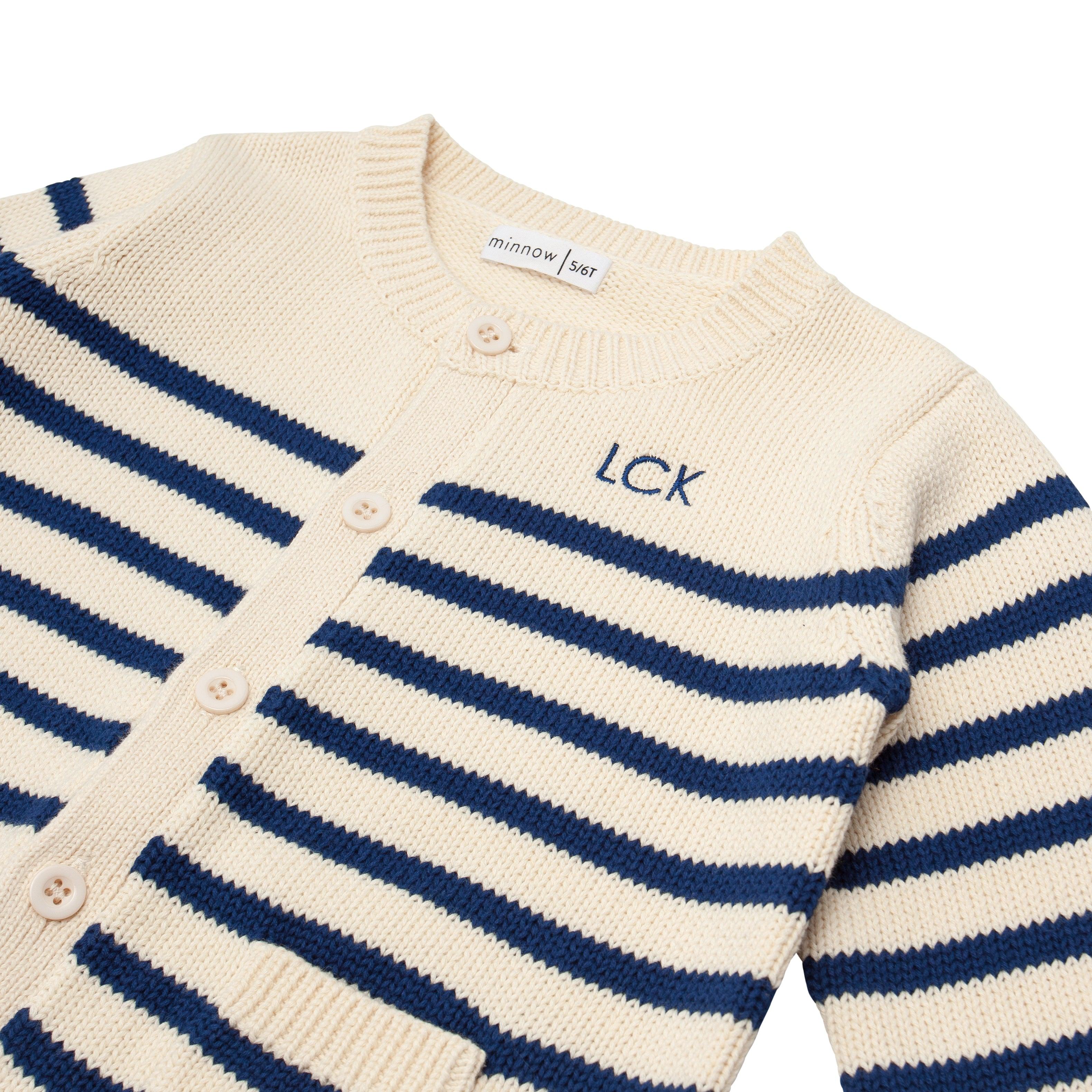 unisex breton stripe knit cardigan - Image 6