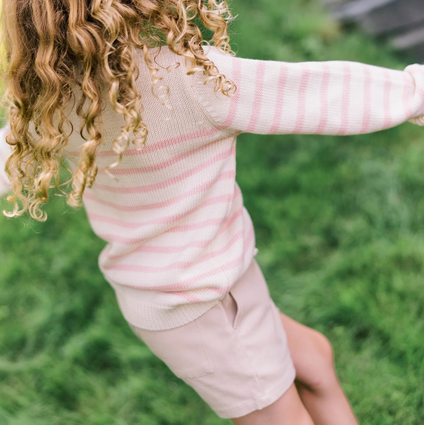 unisex cream and pink stripe knit sweater - Image 3