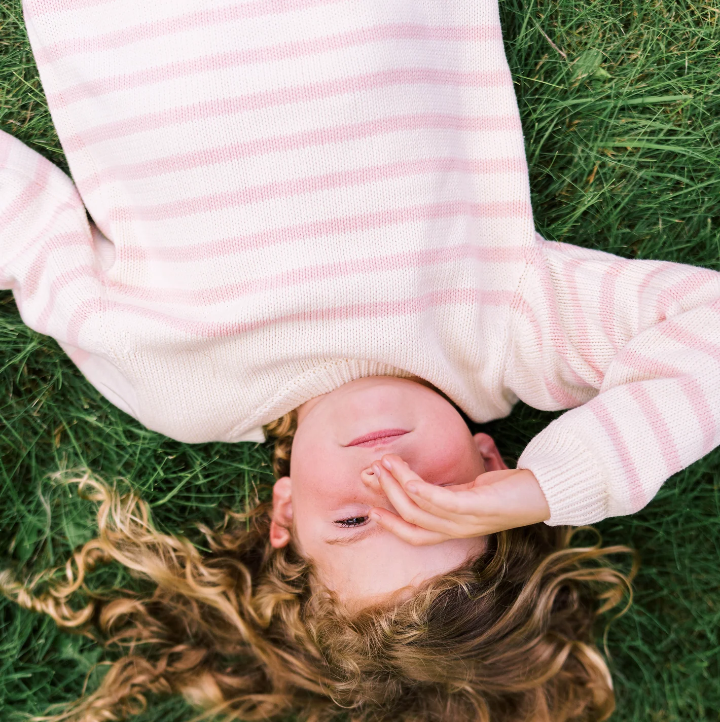 unisex cream and pink stripe knit sweater - Image 6