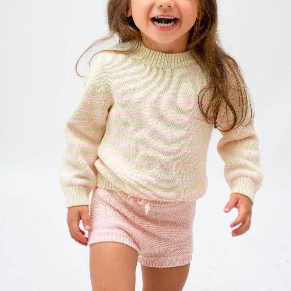 unisex cream and pink stripe knit sweater - Image 7