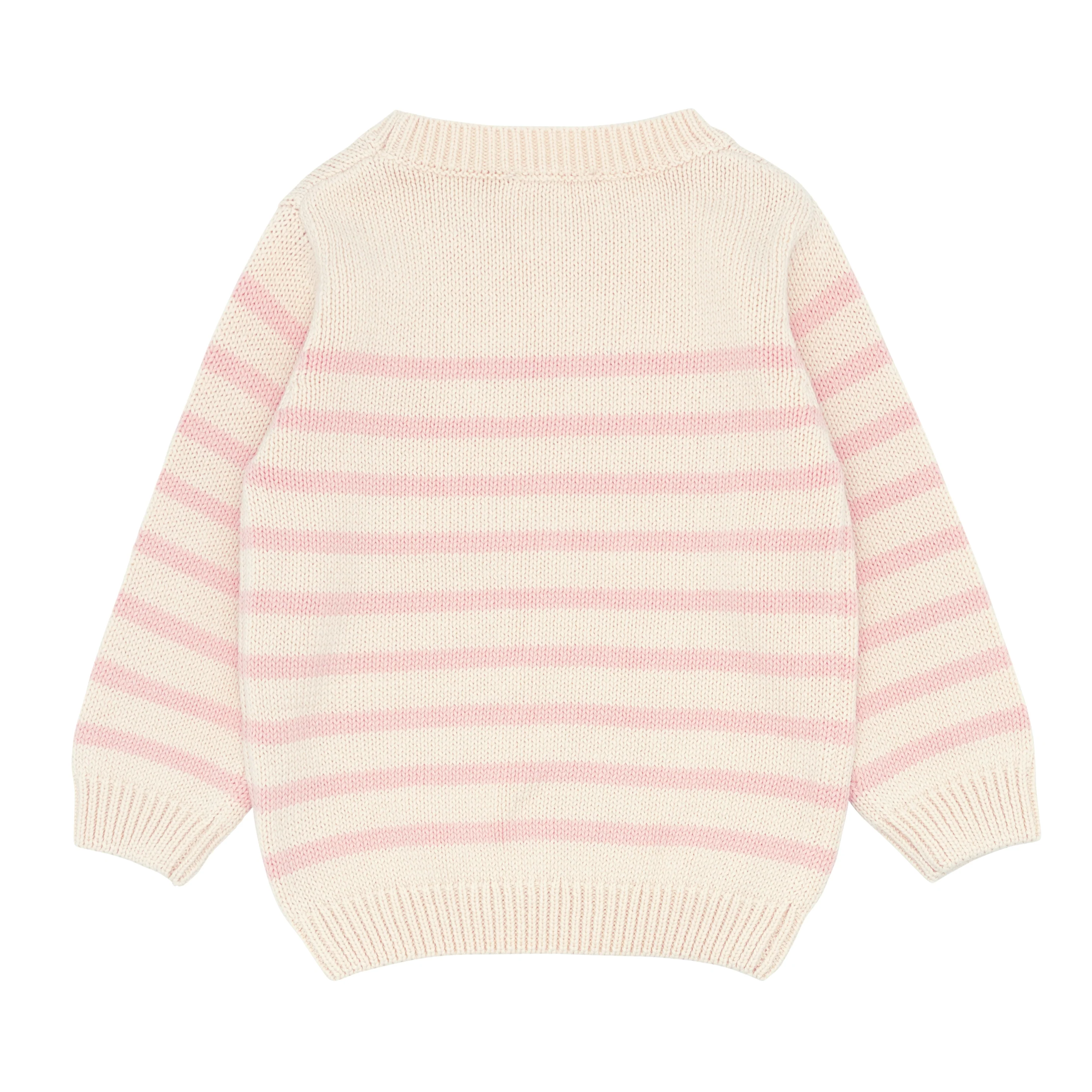 unisex cream and pink stripe knit sweater - Image 9