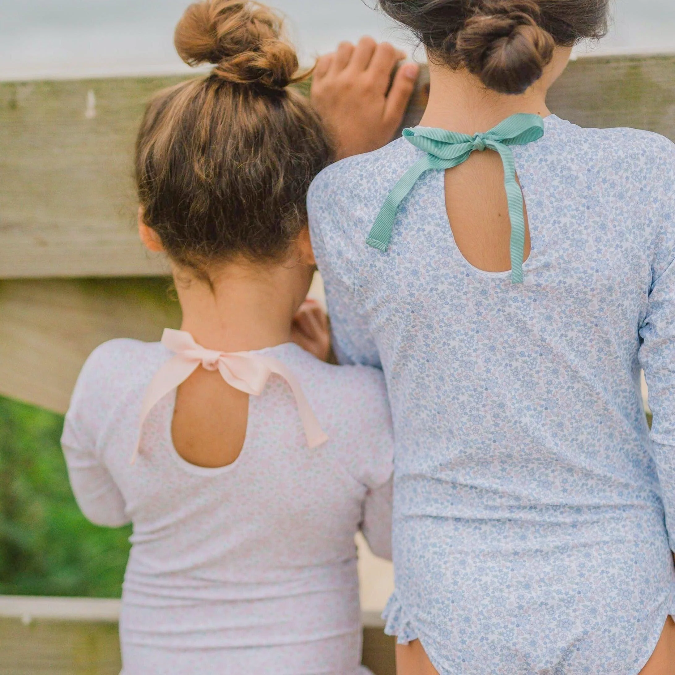 girls antique floral rashguard one piece - Image 3