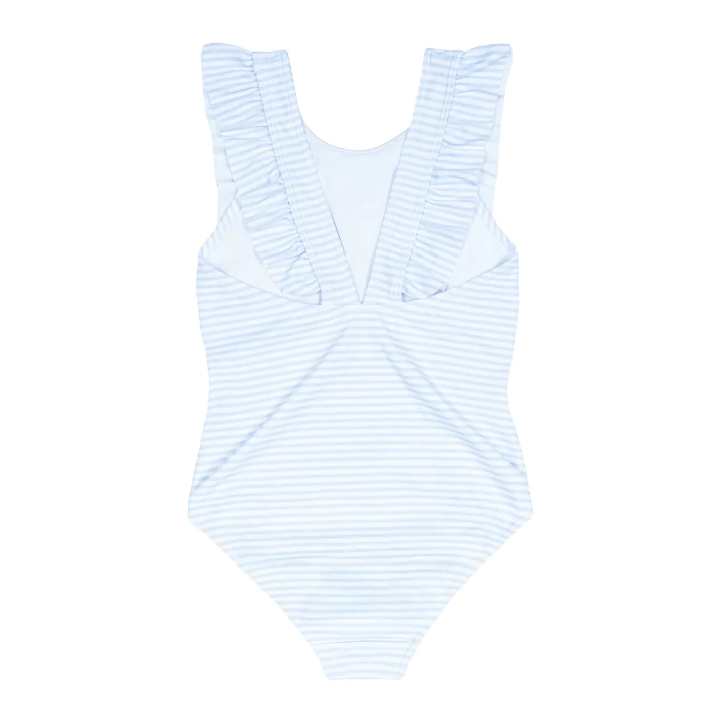 girls powder blue stripe ruffle one piece - Image 6