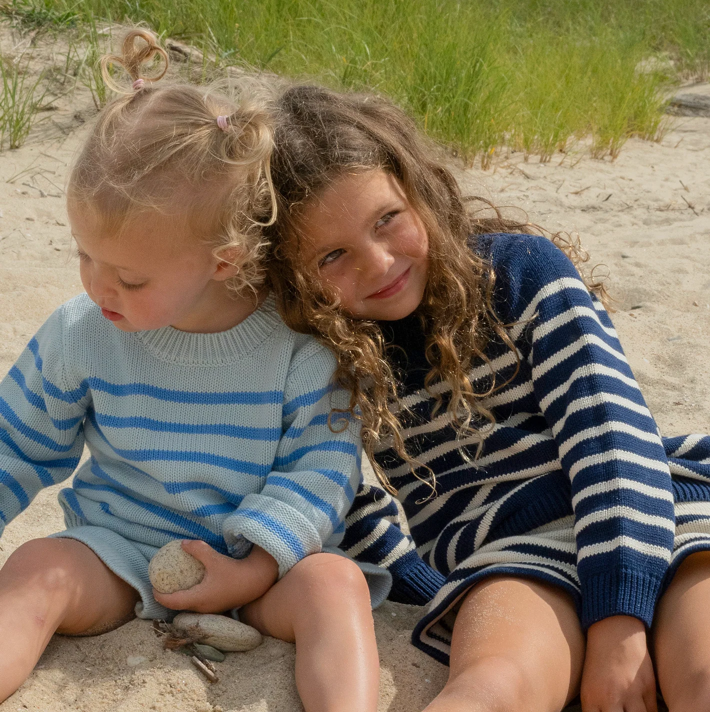 unisex navy and cream stripe knit sweater - Image 4