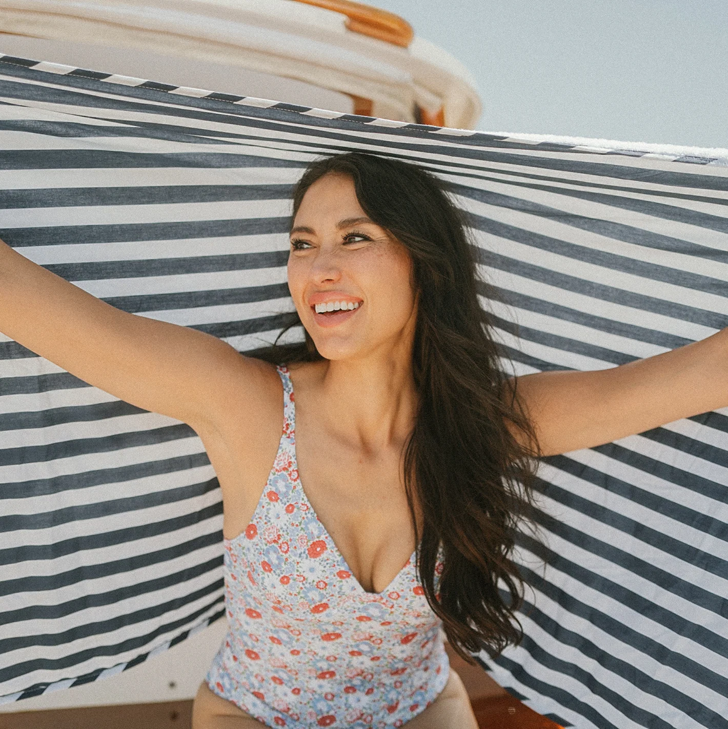 navy cabana stripe towel - Image 4