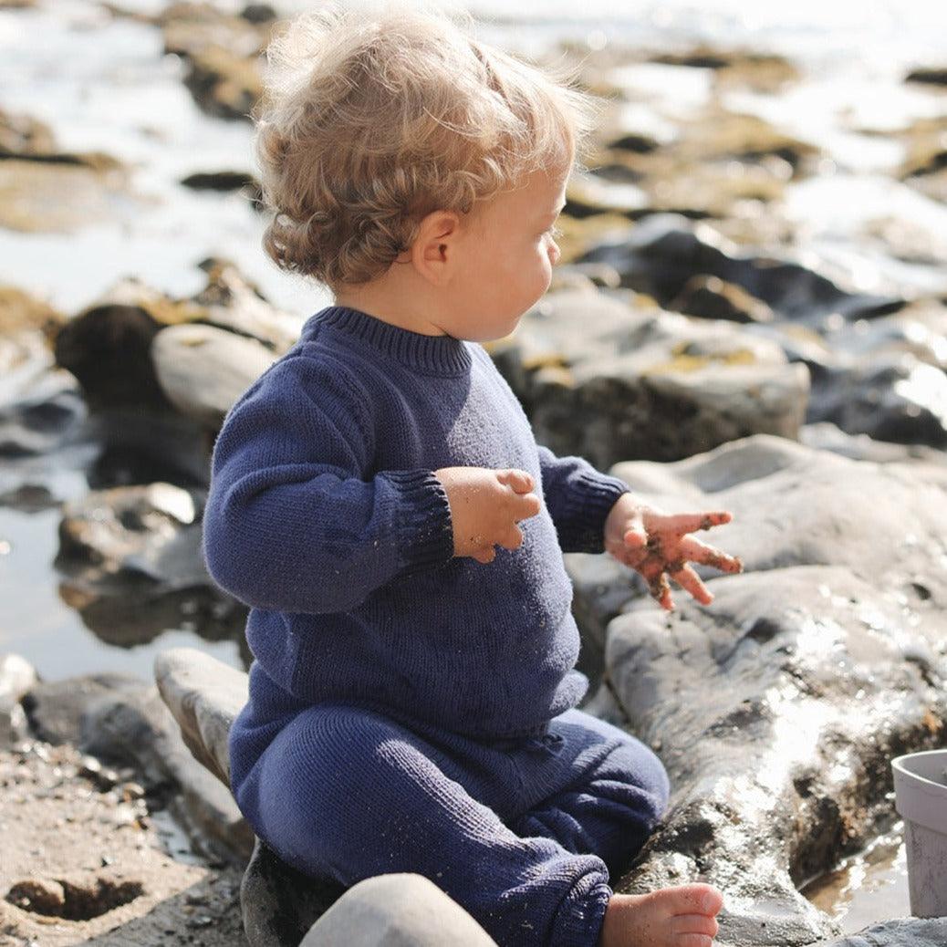 unisex navy knit pant - Image 4