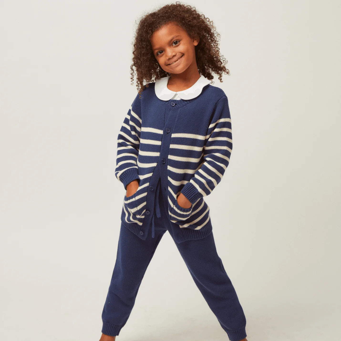 unisex navy knit pant - Image 5