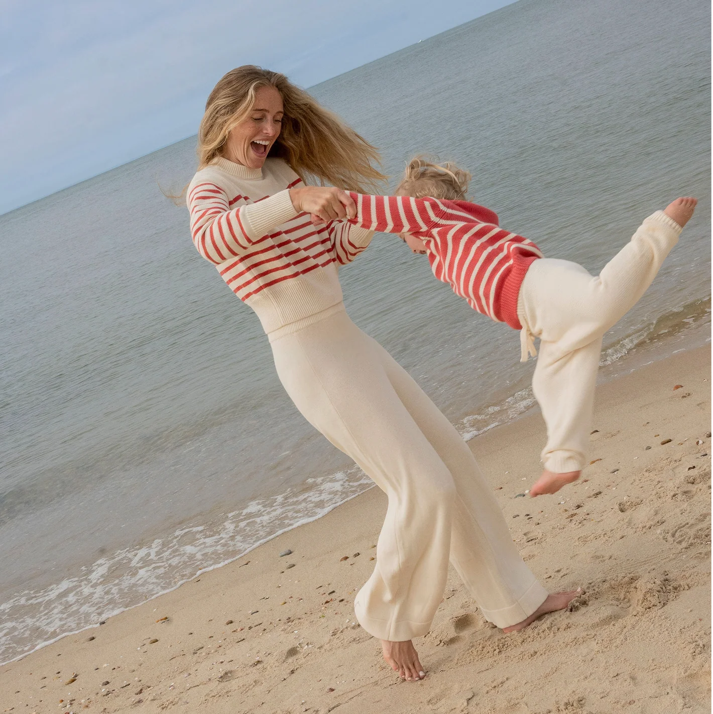 unisex cream knit pant - Image 4