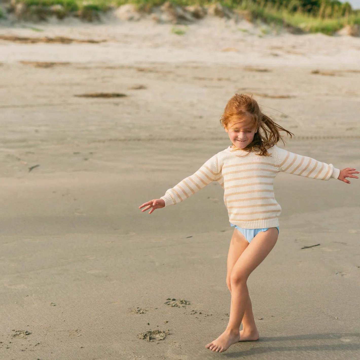 unisex cream and tan stripe knit sweater - Image 3