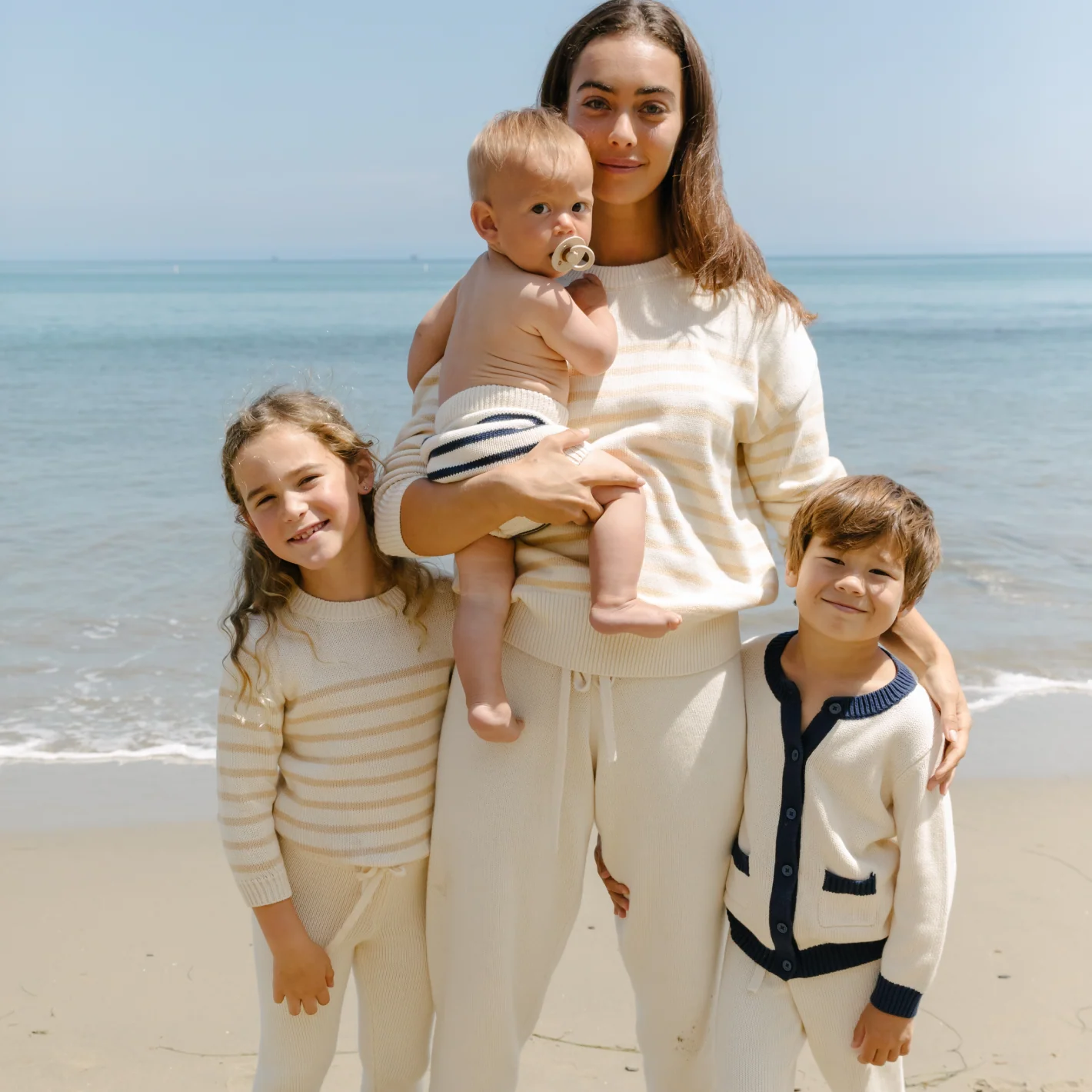 unisex cream and tan stripe knit sweater - Image 4