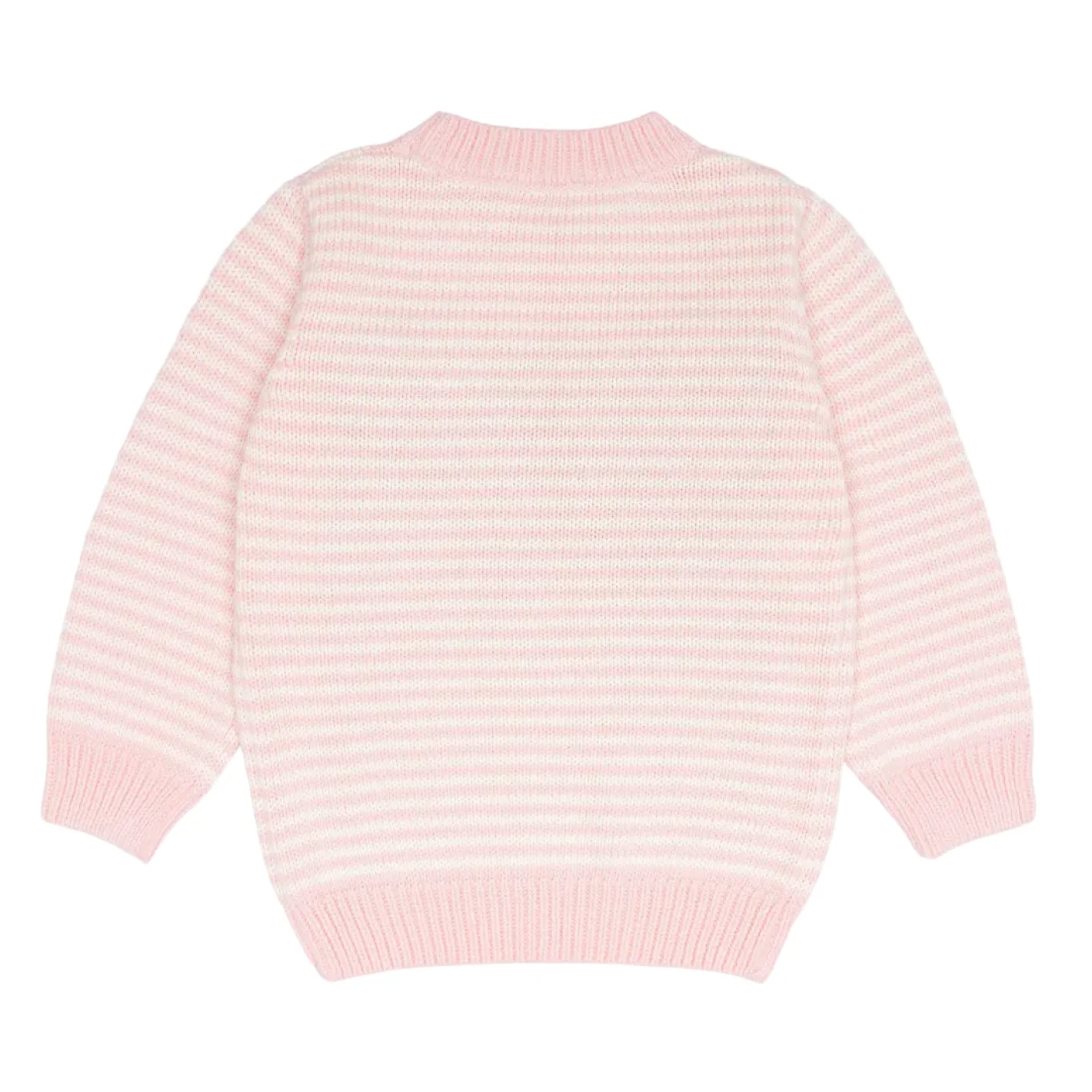unisex pink and cream stripe knit sweater - Image 4