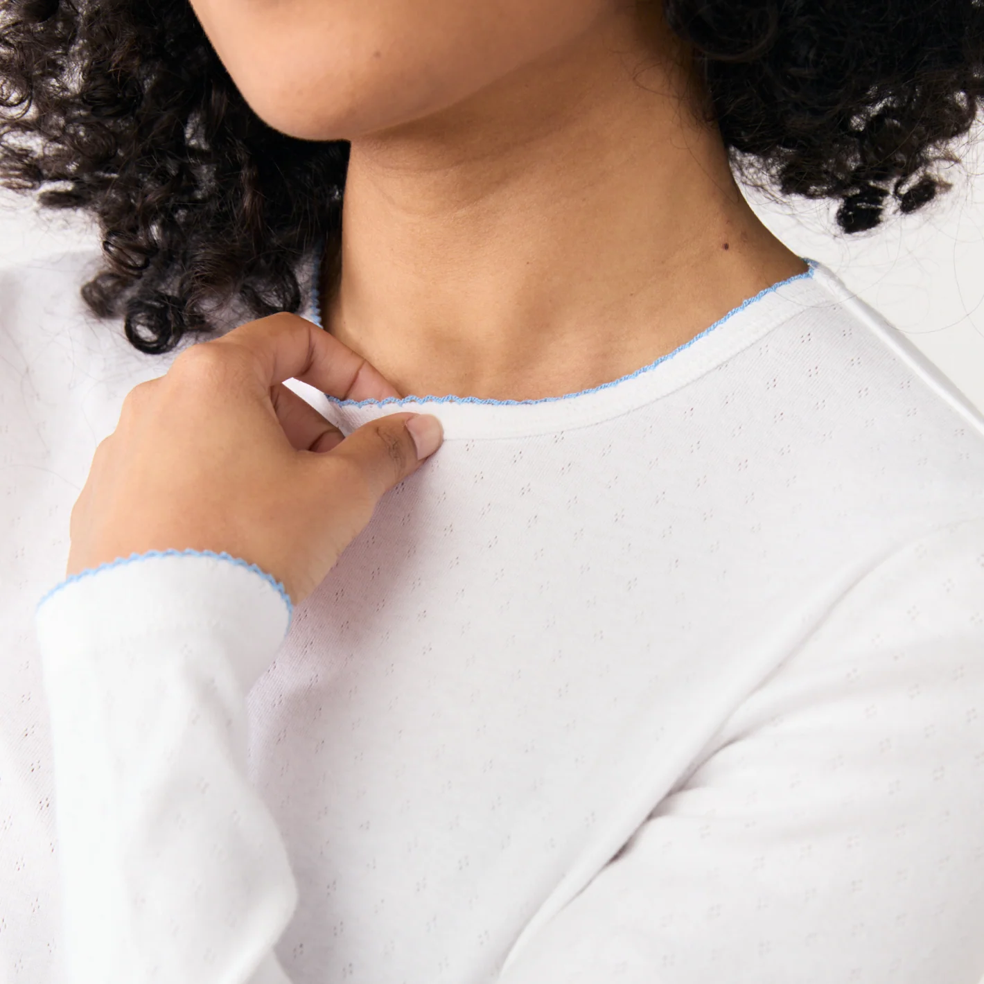 women's white pointelle pajamas set - Image 5