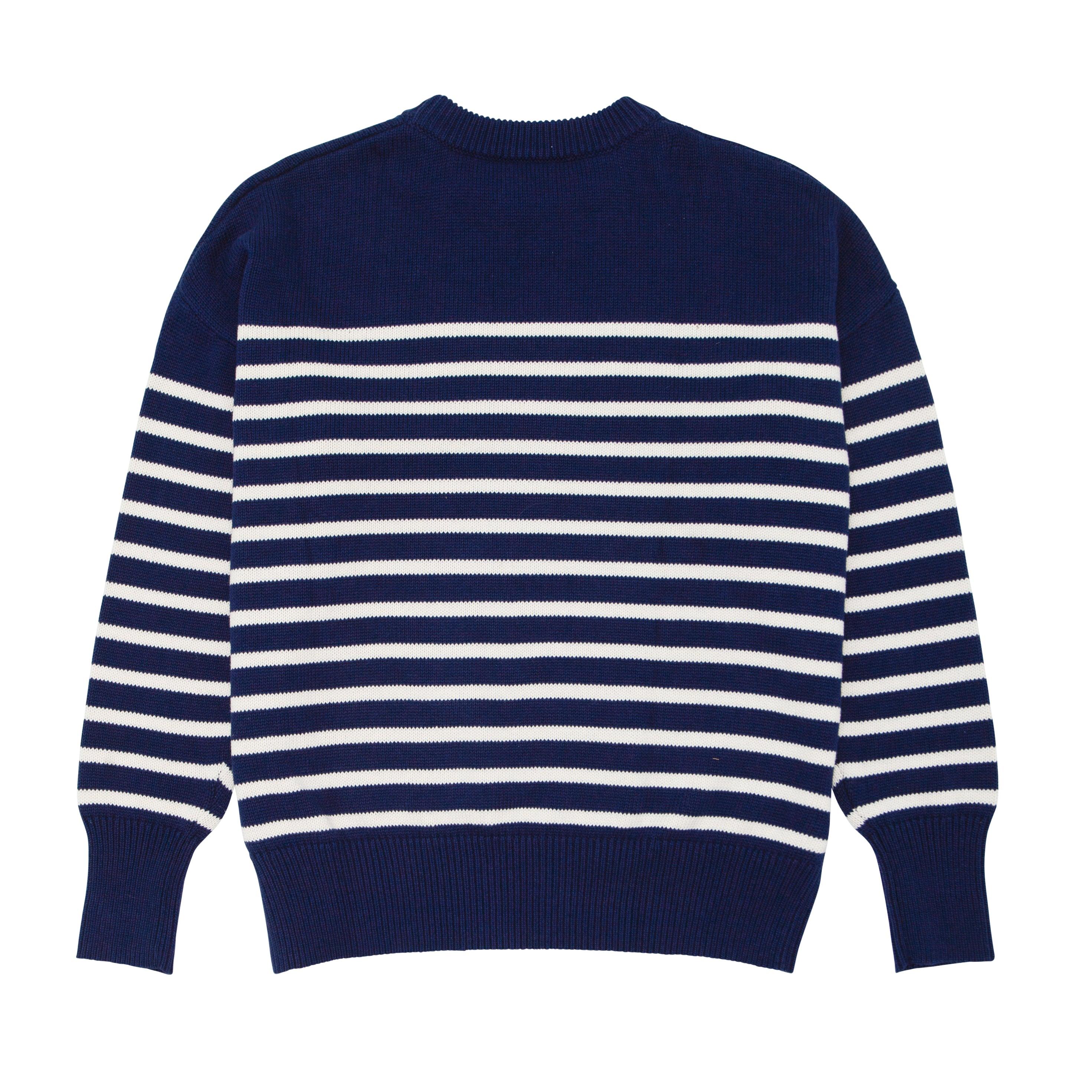 women's navy and cream stripe knit sweater - Image 8