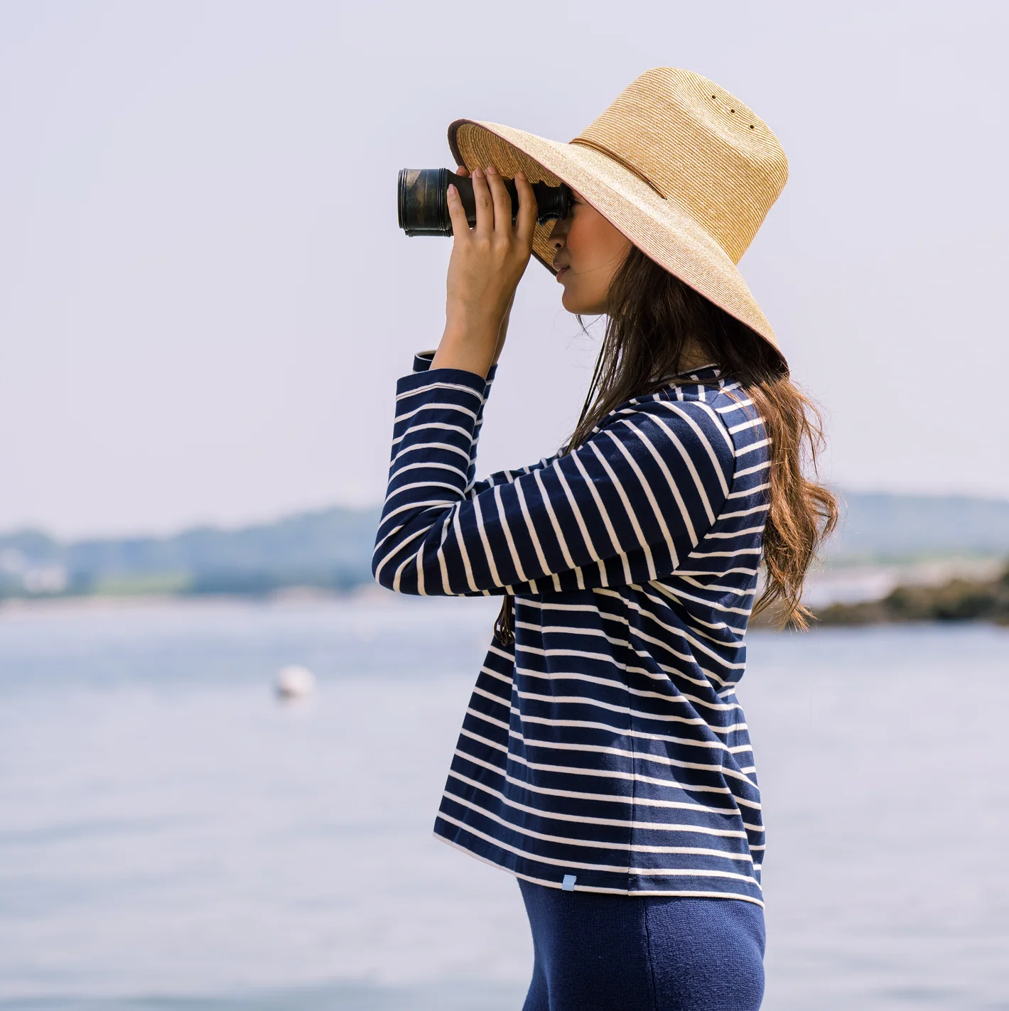 women's navy and cream stripe long sleeve tee - Image 6