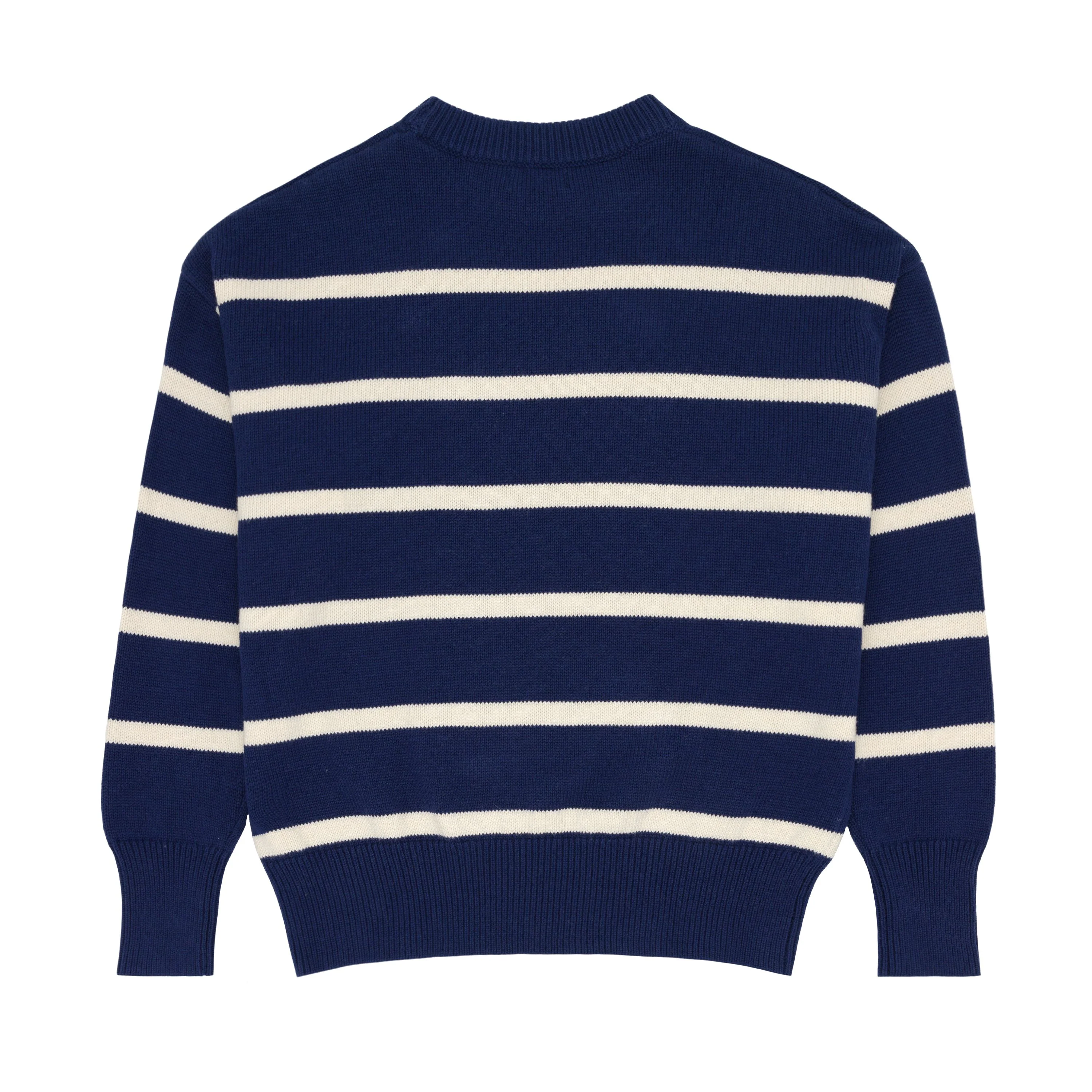 women's navy and cream wide stripe knit sweater - Image 6