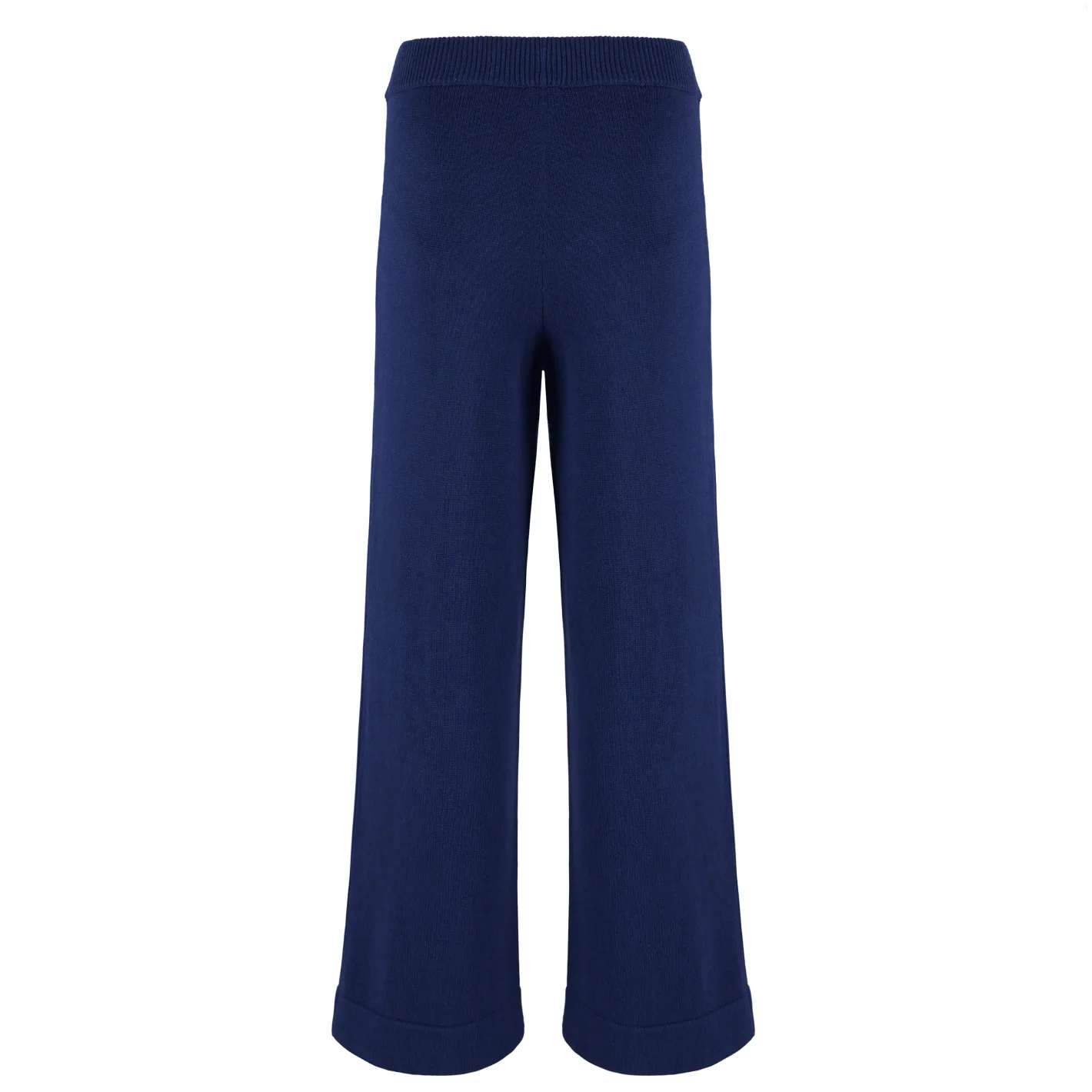 women's navy wide leg knit pant - Image 9