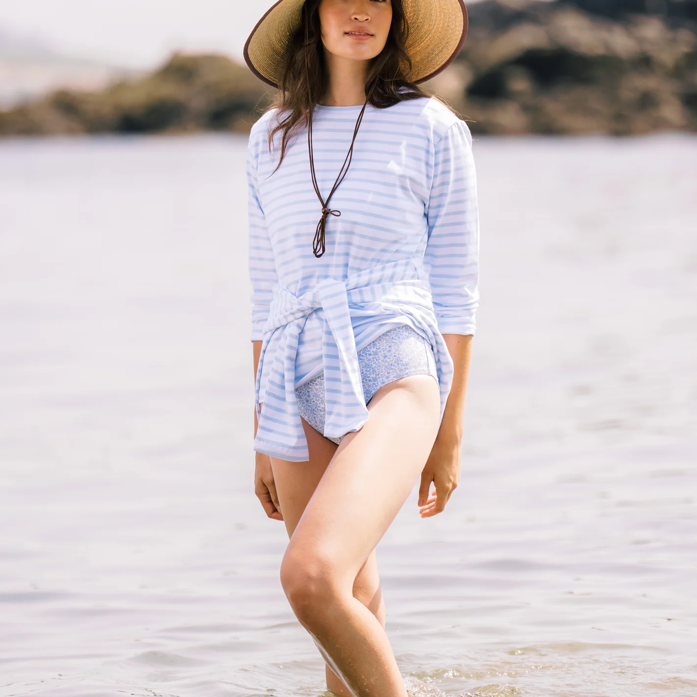 women's powder blue stripe long sleeve tee - Image 6