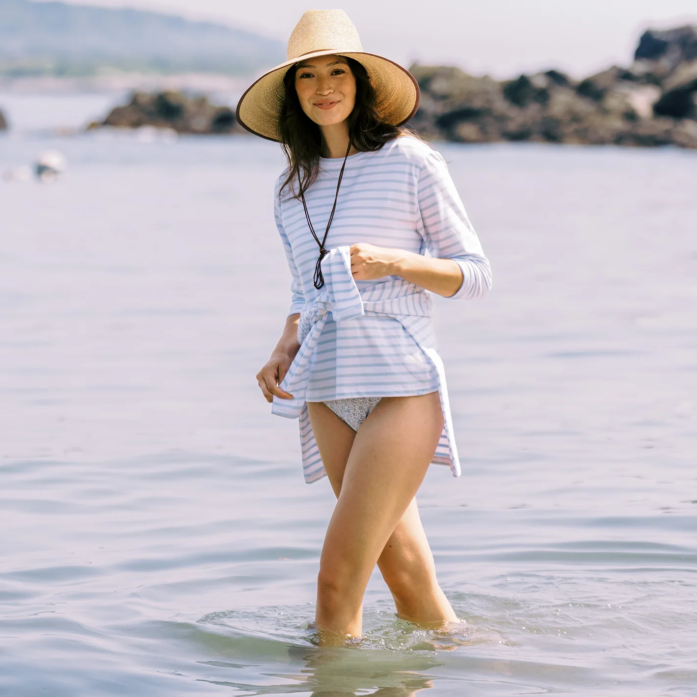 women's powder blue stripe long sleeve tee - Image 7